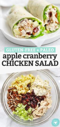 Apple Cranberry Chicken Salad - This chicken salad with apples + cranberries is a perfect meal-prep lunch! (Gluten-Free, Paleo-Friendly)