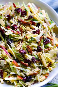 Apple Coleslaw with Cranberries and Pecans - Bowl of Delicious