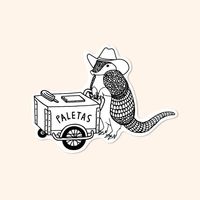 Vinyl In need of a cold treat? This little armadillo has your back. The sticker is hand drawn, printed on white vinyl adhesive.Size: Approx. 4" x 3" See our full sticker collection here!