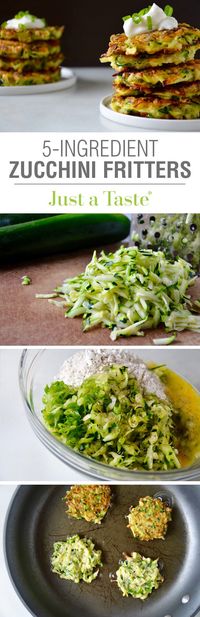 5-Ingredient Zucchini Fritters Recipe.....All I need to do is replace the eggs, which is very simple