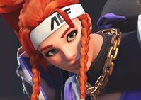 Close up by pampurons on twitter | Overwatch2, brigitte, icons, cute, aesthetic, pfp, ow2, pink, skin, Le sserafim, kpop, collab