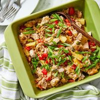 Chicken Casserole with Pineapple, Peppers & Rice