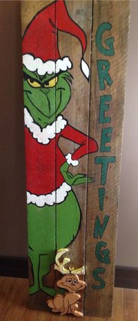 Reversible - Grinch and Max. FALL on the back. Barn board porch sign