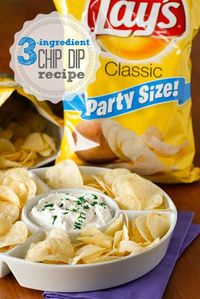 If you're a chips and dip junkie, you're going to LOVE this out-of-this-world 3-ingredient chip dip recipe -- perfect for the Big Game!