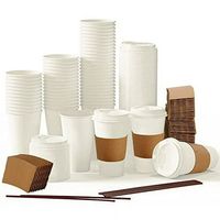 [50 Pack] 16 oz Paper Coffee Cups, Disposable Paper Coffee Cup with Lids, Sleeves, and Stirrers, Hot/Cold Beverage Drinking Cup for Water, Juice, Coffee or Tea, Suitable for Home, Shops and Cafes