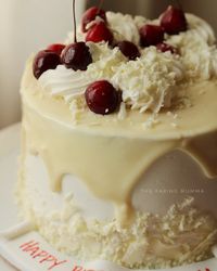 Pure indulgence wrapped in sweetness! 🍒🎂 This white forest cake with fresh cherries and white chocolate drip is a celebration of flavor and elegance. Perfect for making birthdays even more special! 🎉 Craving something like this? Let's create a custom cake for your next celebration. WhatsApp us to place your order now! #WhiteForestCake #CherriesOnTop #HomeBakerLove #CustomCakes #SweetCelebrations