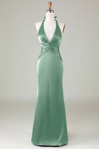 Details:   Indulge in luxury with our Mermaid Halter Dark Green Long Satin Bridesmaid Dress. This stunning halter maxi dress in a gorgeous dark green hue exudes elegance and sophistication. Perfect for any special occasion, this dress is sure to make a statement. Made with high-quality satin fabric, this dress is perfect for formal events and weddings. Its timeless design and luxurious material will make any bridesmaid feel elegant and sophisticated.    Features:    Silhouette: Sheath Style