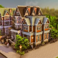 Willow Creek BaseGame Townhouses Part 1. There are three apartments in this wonderful old building. Each unit has its own basement and a tiny back garden. All apartments are fully furnished and decorated. I hope you like them!