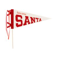 Believe in holiday magic this year with this Santa banner! Christmas's most anticipated guest takes center stage in this vintage inspired festive banner set. This set includes a Santa banner and a dimensional felt circle banner that will make easy work of creating a cozy space this holiday season.