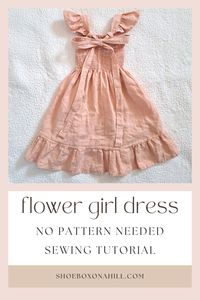 Step by step sewing tutorial to make an adorable shirred flower girl dress. Perfect DIY project for the adventurous beginner. Boho, cottagecore, vintage style will work perfectly with linen, muslin, or any woven fabric.