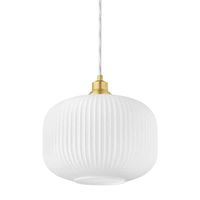 Hampton Bay Caroline 100-Watt 1-Light Aged Brass Standard Mini Pendant Light with Opal Etched Ribbed Glass Shade No Bulbs Included HD-2598-AGB-I - The Home Depot