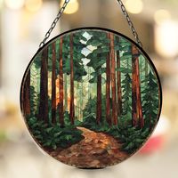 4194 Redwood Forest Path Suncatcher for Mothers Day Birthday Gift for Her Mom Mother Grandmother Wife Daughter Husband Son Friend  𝗦𝘂𝗻𝗸𝗶𝘀𝘀𝗲𝗱 𝗥𝗲𝗳𝗹𝗲𝗰𝘁𝗶𝗼𝗻𝘀: Customizable 8-Inch Diameter Hanging Suncatcher Immerse yourself in a kaleidoscope of light with our 𝗦𝘂𝗻𝗸𝗶𝘀𝘀𝗲𝗱 𝗥𝗲𝗳𝗹𝗲𝗰𝘁𝗶𝗼𝗻𝘀 Collection, a range of beautifully crafted 8-inch diameter hanging suncatchers. Each piece, expertly designed to capture and refract sunlight, creates a mesmerizing dance of colors th