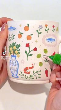 Pottery painting inspo from @sylviepottery on tiktok #pottery #potterytechniques #potterymaking #potterypainting #potteryvideo