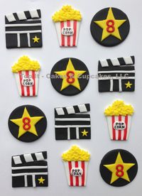 Fondant Cupcake Toppers Movie Night by TopItCupcakes on Etsy