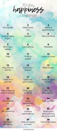 The 30 Day Happiness Challenge: Reto de 30 días de felicidad y estrés #EstresDigital #Relajacion #Felicidad #SinEstres