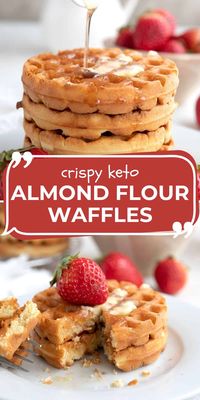 Brunch is not complete without a stack of these crispy Keto Waffles. They have the perfect texture and a lightly sweet flavor. And only 4.2g net carbs per serving!