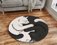 Yin Yang Cats Themed Cute Pet Mat, Animal Decor, Cat Rug, Meditation Carpet, Yoga Mat, Please read the description carefully! We offer you a total of 3 different "Rug Quality". Each Quality has its own advantage of usage such as thickness, surface, weight and budget. You can see the difference between the "Qualities" both at the listing pictures and in the following: Our rugs are digitally printed with OEKO-TEX ECO PASSPORT certificated antiallergenic inks. "Fabric Quality" has fabric surface with 1150gr weight per 1 square meter.  It has nonslip cotton and polyester mixture back-sole. "Straight Quality" has straight surface with 1600gr weight per 1 square meter. It has cotton back-sole. Good for abstract and retro style designs. "Ultra-Soft Quality" has 1.5mm piles which makes it plush. A