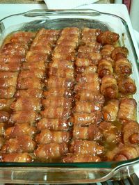 Bacon Wrapped Smokies with Brown Sugar and Butter - These are unbelievable! - 22,657 repins and still counting! Wow!