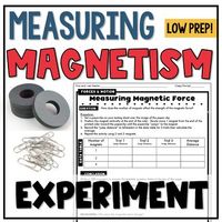 Looking for a fun easy to prep experiment for your middle school students?   Middle schoolers still love playing with magnets and in this hands on activity, students experiment to see how the number of magnets affects the strength of the magnetic force.  This activity produces reliable data time after time that is used to write a CER conclusion.Students use ring magnets to see how far a paperclip "jumps" due to magnetic attraction.  Students measure this "jump distance" using 1 magnet, 2 magnets