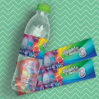 Make personalized Trolls Water Bottle Labels with any text you like and make your kids birthday party unforgettable.  #birthdayparty #birthdayideas #birthdaydecorations #birthday #decorations #party #favors #water #bottle #labels #bottlelabels #trolls