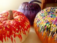 melt different colored crayons on pumpkins