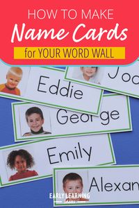 Use this free template to make name cards for your preschool, pre-k, or kindergarten word wall. The free printables are great for your writing center, circle time activities, literacy centers or class