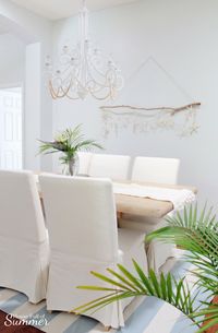 Loveliest Looks of Summer Tour | Fresh & Breezy Summer Style - coastal home decor for summertime, summer outfit ideas, ruffle top, tassel earrings, living room decor, dining room decor, tropical greenery, decor on a budget, free ways to decorate, foyer styling