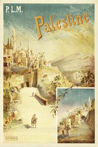 ⚓ Classical travel poster of Palestine, Bethlehem, Israel (1898) showing local people with camels and donkeys promoting travels to Holy Land, painted by Hugo d'Alesi. More Holy Land prints: https://etsy.me/3txck2k ⚓ Timeless design that will add stylish touch to any home, café, office... The perfect gift for all lovers of Palestine, Israel, Holy Land, rekindling past memories or future travel plans. ⚓ Professionally remastered from a high resolution scan of 8,600 x 12,700 pixels for perfectly sh