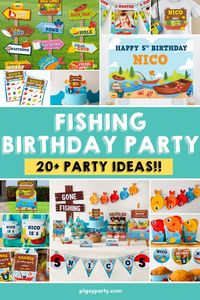 From Fishing party decorations, party games, birthday shirt, photo booth and photo props to Cake Topper, Invitation, Birthday Banner, Food Labels, Cupcake Toppers, Favor Tags, create a fun and easy celebration! Fishing party ideas Fishing birthday party Fishing photo booth Fishing party games Fishing birthday shirt Fishing birthday memories birthday party ideas boys kids birthday party The Big One Birthday Party Gone Fishing Party Fishing Themed Party Little Fisherman Party Fishing Party Decor