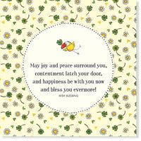 May joy and peace surround you, contentment latch your door, and happiness be with you now and bless you evermore.Irish Blessing 125 x 125 mm | Printed inside | Paired with a coloured envelope These best selling greeting cards include a splendid collection of messages told through the whimsical and joyful Twigseeds characters. Designed to uplift the human spirit, these cards are sure to touch hearts. Twigseeds greeting cards are printed in Australia using FSC Certified Stock, which means it is F