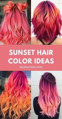 Keep those summer night memories last forever with these gorgeous sunset hair inspired hairstyles! Here are 30+ best examples! Best hairstyles | hair color ideas | summer hairstyle | sunset hair color | bright hair color | hair color inspiration | flamingo hair | pink and red hair color