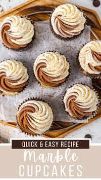 These delicious marble cupcakes are made using one base batter! They're so easy to make and are frosted with a matching marble buttercream.