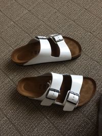 I gave in. White patent leather Birkenstocks! Ready for summer.