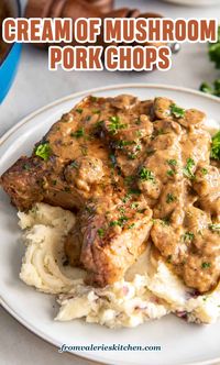 Create the nostalgic flavors of these Cream of Mushroom Pork Chops with simple ingredients, minimal prep, and an easy stovetop method. An old fashioned and exceptionally comforting meal!