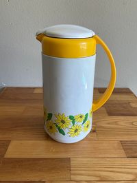 Vintage Retro Sunflower White and Yellow Thermos Pitcher - Etsy