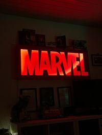 Marvel sign self made deco if the marvel logo in led