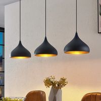 Lindby Elamira pendant light, 3-bulb, black