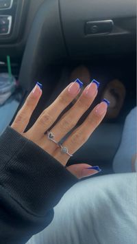 Nails | Inspo | Royal blue | Blue | French tips | French tip | Bmw | Starbucks | Uggs | Rings | Pandora rings