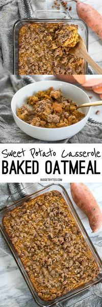 Sweet Potato Casserole Baked Oatmeal is a great way to have your favorite Thanksgiving side as a nutrient packed breakfast.