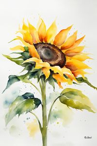 The sunflower, a symbol of joy and vitality, is beautifully captured in this minimalist watercolour art print. With its elegant simplicity and subtle details, this artwork is the perfect way to bring a touch of nature's radiance into your home.