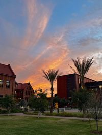 Arizona State University Old Main, college campus at sunset