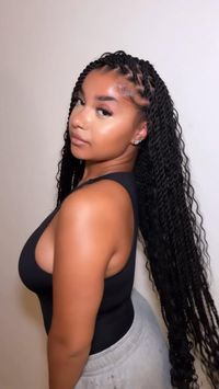 Island twists with curls. Island twist hair. Click on the link for details on hair used & supplies needed.