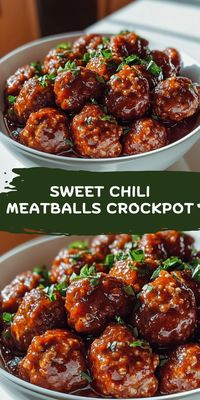 Enjoy our Sweet Chili Meatballs cooked in a Crockpot! Grab the delicious recipe at thefreshmancook.com 🍲🌶️