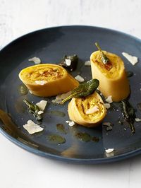 Butternut and ricotta rotolo with sage brown butter