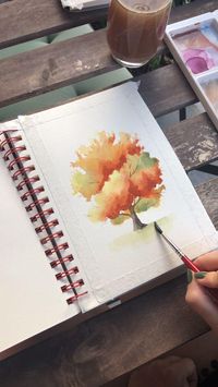 Decorate for fall with this brightly colored hand-painted watercolor oak tree. Painting measures 5.5x8.5 inches. Original painting is signed on the back. Images in frames are digital renderings and are best guess at size and position when framed. Frame is not included.