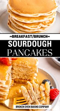 This easy sourdough discard pancake recipe shows how to make fluffy pancakes with your leftover sourdough starter! Breakfast made in less than 30 minutes!