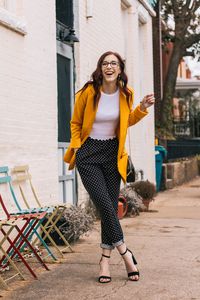 Adding Vibrant Colors & Patterns to Your Closet for Spring 2018 richmond blogger | richmond fashion blogger | rva | garnett's cafe | #rva | yellow blazer | polka dot pants | mixing pattern and color | forever 21 | affordable fashion | spring style | street style | bright clothing | vibrant colors and patterns | creative clothing | outfit ideas | tall girl style | girl with glasses | #springstyle