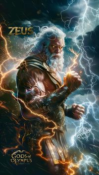 Zeus, the mighty ruler of Olympus, commands the skies with his powerful thunderbolts. Known for his authority and wisdom, he governs the gods and mankind with unmatched power.