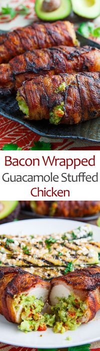 Bacon Wrapped Guacamole Stuffed Chicken