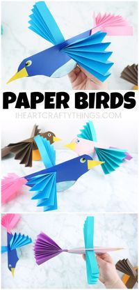 Learn how to make this colorful, easy paper bird craft. -Fun paper craft for kids of all ages! More simple bird crafts and spring crafts for kids here too.